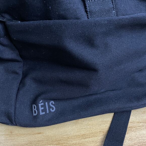 Beis The Rucksack Backpack Black Womens Canvas Pockets Shoulder Straps EUC - Picture 3 of 11